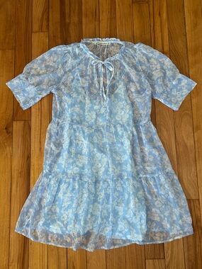 Abercrombie & Fitch Blue Floral Puff Sleeve Dress